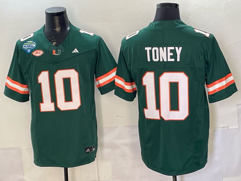 Men 2026 Miami Hurricanes #10 Toney Green 3th generations Limited NCAA Jersey 058